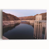 Black and white stretched canvas of Hoover Dam, ideal for kitchen art in a modern design.