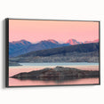 Black and white framed canvas of Lake Mead landscape, ideal for bedroom wall decor.