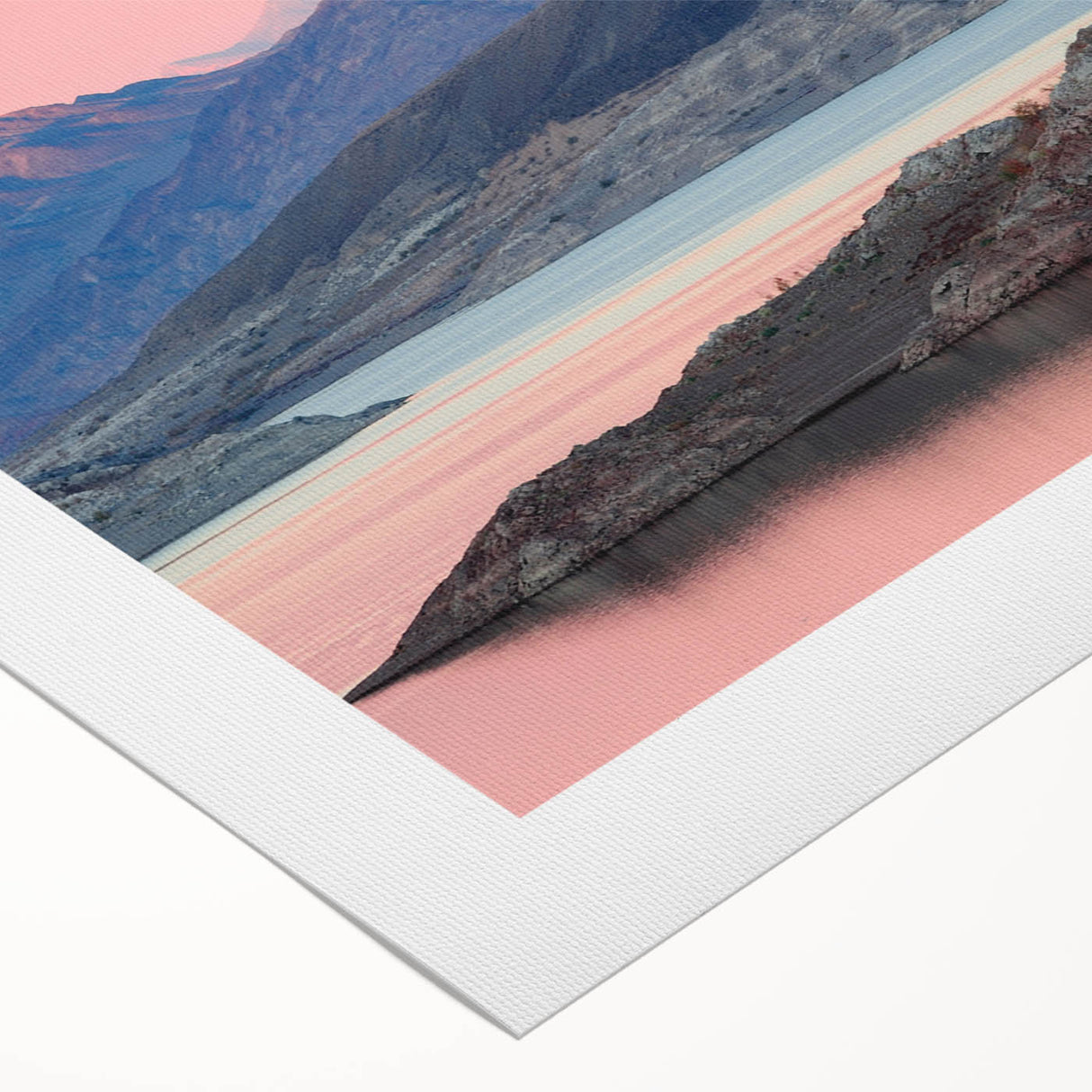 Art Deco poster of Lake Mead, Nevada, with muted blue and beige tones on rolled canvas.