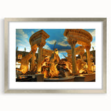 Textured art of abstract Las Vegas scenery in muted silver and gray tones on a framed mat, suitable for bedroom decor.