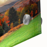 Large abstract wall art featuring a New Hampshire landscape in muted earth tones on acrylic glass.