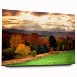 Acrylic print of a serene New Hampshire landscape in muted earth tones, ideal for bedroom or dining room art.