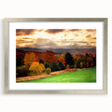 Textured abstract art print of New Hampshire scenery in muted earth tones, framed in silver, suitable for bedroom decor.