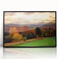 Framed acrylic print of a large abstract depiction of New Hampshire scenery in muted earth tones.