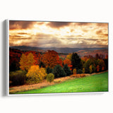 Vintage poster art of New Hampshire scenery in colorful hues on a large framed canvas, suitable for living room decor.