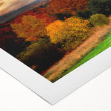 Art deco poster of New Hampshire scenery in muted earth tones on rolled canvas, suitable for dining room wall art.