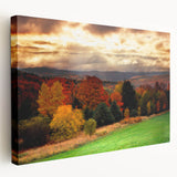 Scenic New Hampshire landscape on large stretched canvas, featuring lush greenery and blue skies.