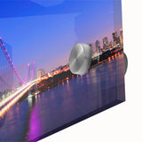 Large abstract wall art of New Jersey scenery in mid-century modernist style on acrylic glass, ideal for dining room decor.