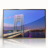 Large acrylic print of New Jersey scenery in mid-century modernist style with gold frame, ideal for nursery wall decor.