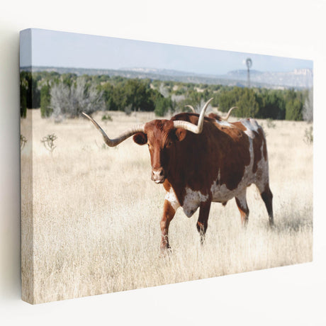 Large art depicting the New Mexico scenery in earthy tones on a stretched canvas, ideal for kitchen wall decor.