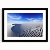Abstract art print of White Sands, New Mexico in vibrant, colorful hues on a large textured canvas, framed in black.