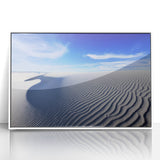 White Sands, New Mexico landscape on framed acrylic in muted earth tones, suitable for modern art wall decor.