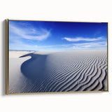 Framed canvas wall art depicting the White Sands landscape in New Mexico.