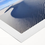 Art deco poster of White Sands, New Mexico on rolled canvas, featuring soft pastel hues, perfect for dining room wall art.