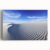 Black and white photograph of White Sands in New Mexico on stretched canvas, ideal for kitchen wall art.