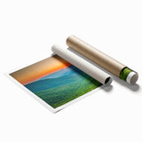 Rolled print of Blue Ridge landscape in soft pastel shades, ideal for classy bathroom wall art.