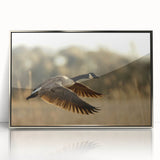 Mid-century modernist art of Cape Hatteras with muted blue and silver tones on framed acrylic.