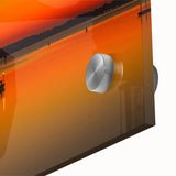 Large abstract wall art depicting the Charlotte skyline in muted gray and blue tones on acrylic glass.