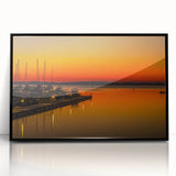 Large abstract wall art depicting the Charlotte skyline in muted gray and blue tones on a framed acrylic print.