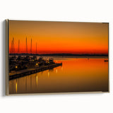 Framed canvas of Charlotte, North Carolina skyline in black with vintage poster art style, ideal for bedroom wall art.