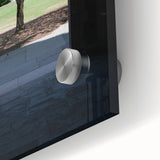 Large abstract depiction of Durham, North Carolina in acrylic glass, featuring mid-century modernist style.