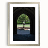 Textured abstract art print of Durham, North Carolina in muted gray tones on a silver-framed mat, ideal for bedroom art.