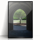 Large abstract wall art depicting Durham, North Carolina in muted grays and blues on a framed acrylic print.