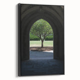 Black and white landscape art painting of Durham, NC on framed canvas, ideal for bedroom wall decor.