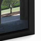 Textured black wall art depicting a colorful Durham, North Carolina skyline on a large framed canvas.