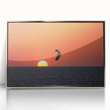 Framed acrylic print of Outer Banks, North Carolina scenery in mid-century modernist style with soft blue and gray tones.