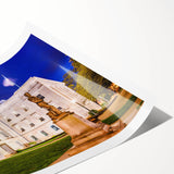 Extra large wall art featuring line art flowers in muted earth tones on a rolled print, ideal for large living room decor.