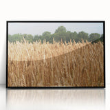 Large abstract wall art depicting North Dakota scenery in muted earth tones on a framed acrylic.