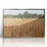 Mid-century modernist art of North Dakota scenery in silver-framed acrylic, suitable for nursery wall art.