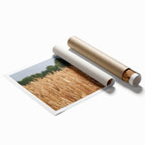 Extra large rolled print of North Dakota scenery with muted floral elements, ideal for classy bathroom wall art.