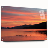 Acrylic print of the Adirondacks in muted earth tones, ideal for dining room wall decor.