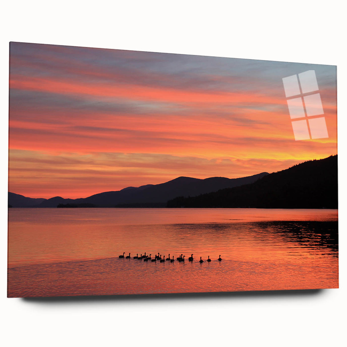 Acrylic print of the Adirondacks in muted earth tones, ideal for bedroom or dining room decor.