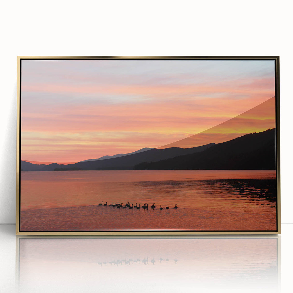 Framed acrylic print of Adirondacks scenery with muted earth tones, ideal for modern art wall decor.