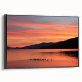 Black and white framed canvas of Adirondack landscape, ideal for bedroom wall décor.