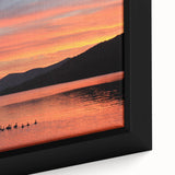 Extra large framed canvas featuring a textured depiction of the Adirondacks with vibrant colors on a black background.
