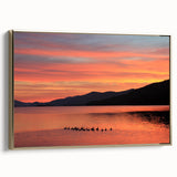 Framed canvas of a vintage-style Adirondack landscape in muted earth tones, ideal for bedroom wall art.