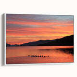 Vintage poster art of Adirondack scenery on a framed canvas, featuring a colorful palette, ideal for living room decor.