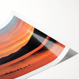 Extra large rolled print featuring line art flowers over a scenic Adirondacks backdrop, in soft pastel tones.