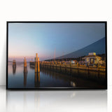 Large abstract wall art depicting a minimalist Long Island scenery in black and white, framed in acrylic.