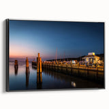 Black and white framed canvas featuring a vintage-style Long Island landscape, suitable for bedroom decor.