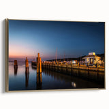 Framed canvas featuring a vintage-style Long Island landscape in black and gold tones, ideal for bedroom wall art.