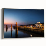 Framed canvas of a vintage Long Island landscape painting with colorful art on a black background.