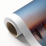 Art Deco poster of Long Island scenery on rolled canvas, featuring muted pastel colors.