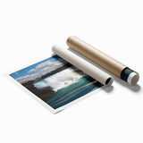 Extra large rolled print of Niagara Falls with vibrant blue and white tones, ideal for classy bathroom wall art.