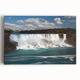 Black and white photo of Niagara Falls on large stretched canvas, ideal for kitchen wall art.