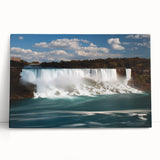 Black and white photo of Niagara Falls on stretched canvas, ideal for kitchen wall art or bedroom ambiance.